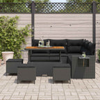 Conjunto de sofá de jardín 9 pcs Negro ratán sintético