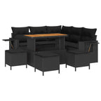 Conjunto de sofá de jardín 9 pcs Negro ratán sintético