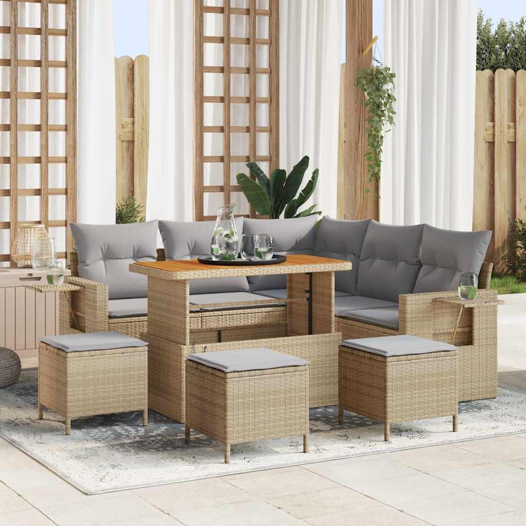 Conjunto de sofá de jardim 8 pcs Preto vime sintético