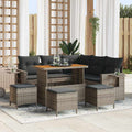 Conjunto de sofá de jardín con cojín 9 pcs Gris ratán sintético
