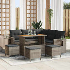 Conjunto de sofá de jardín con cojín 9 pcs Gris ratán sintético