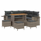 Conjunto de sofá de jardín con cojín 9 pcs Gris ratán sintético