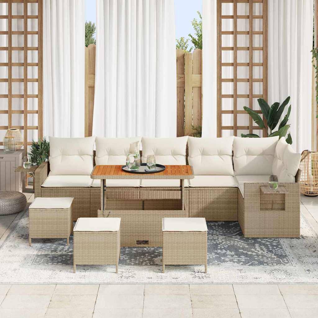 Conjunto de sofás de jardín 10 pcs Beige ratán sintético