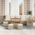 Conjunto de sofás de jardín 10 pcs Beige ratán sintético