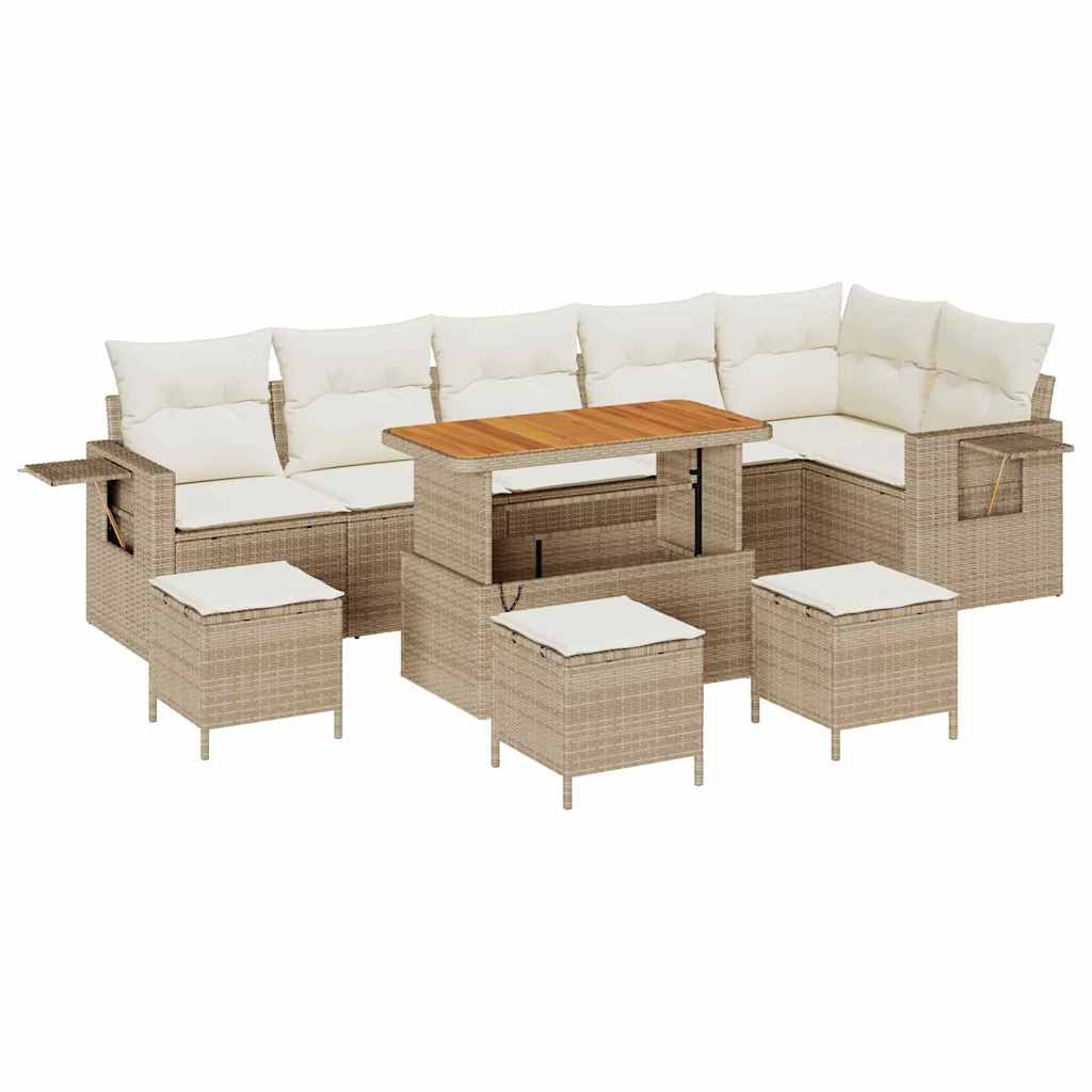Conjunto de sofás de jardín 10 pcs Beige ratán sintético