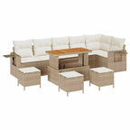 Conjunto de sofás de jardín 10 pcs Beige ratán sintético