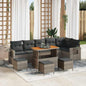 Conjunto de Sofás de Jardim 10 peças Bege vime sintético