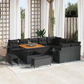 Conjunto de sofás de jardín 12 pcs Negro ratán sintético