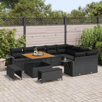 Conjunto de sofás de jardín 12 pcs Negro ratán sintético
