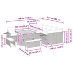 Conjunto de sofás de jardín 12 pcs Gris ratán sintético
