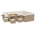 Conjunto de sofás de jardín 13 pcs Beige ratán sintético
