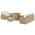 Conjunto de sofás de jardín 8 pcs Beige ratán sintético