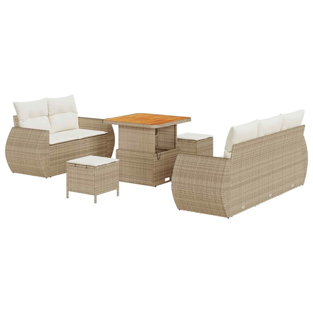 Conjunto de sofás de jardín 8 pcs Beige ratán sintético