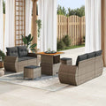 Conjunto de sofás de jardín 8 pcs Beige ratán sintético