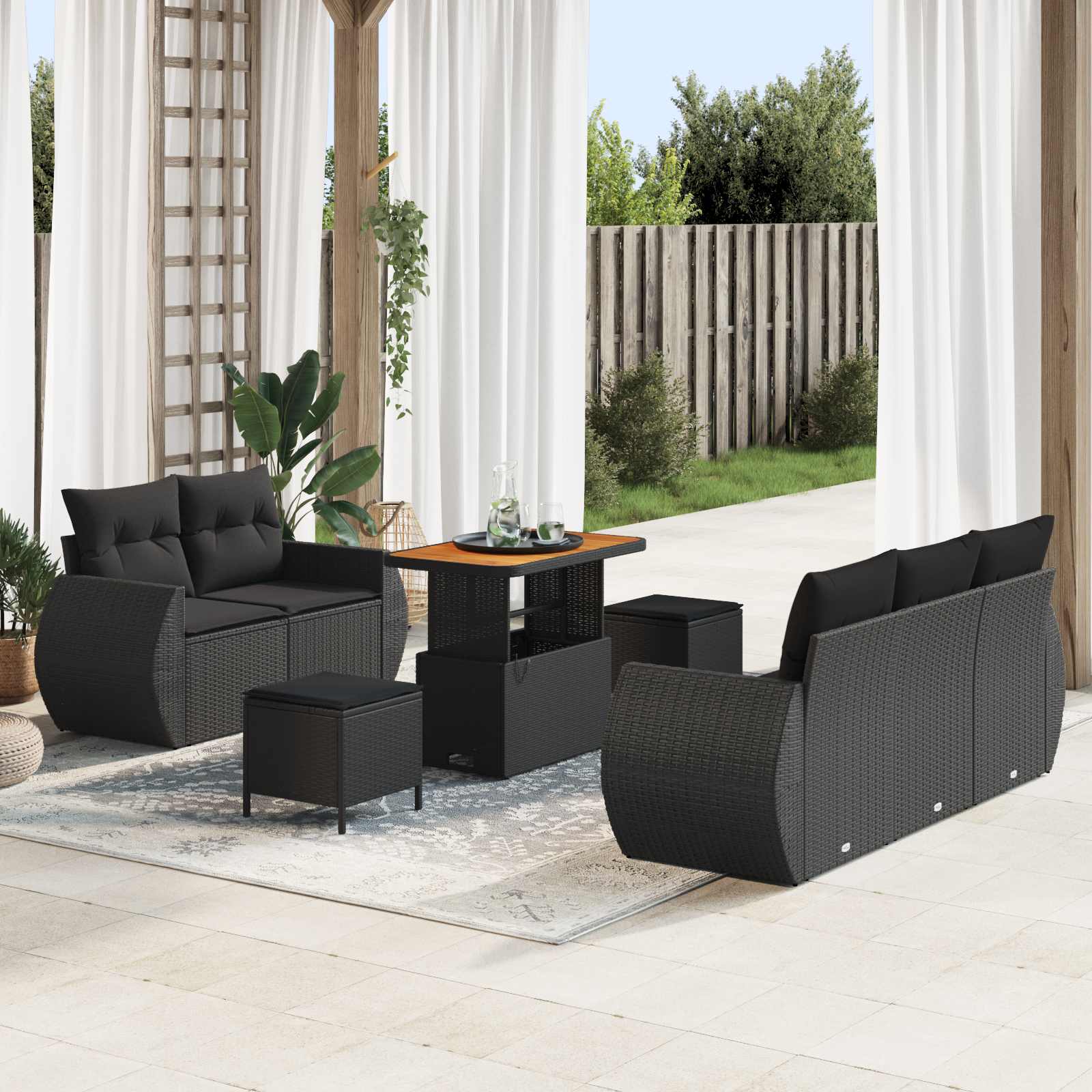 Conjunto de sofás de jardim 8 pçs Bege rotim sintético