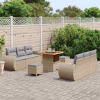 Conjunto de sofá de jardín 9 pcs Beige ratán sintético
