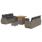 Conjunto de sofá de jardín con cojín 9 pcs Gris ratán sintético