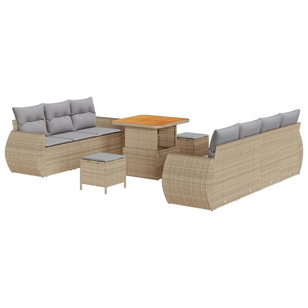 Conjunto de sofá de jardín 10 pcs Beige ratán sintético