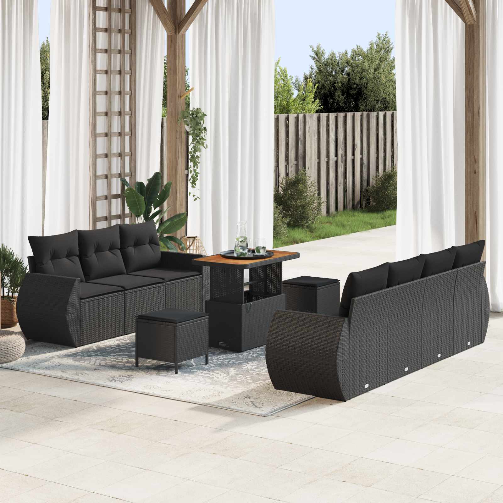 Conjunto de sofá de jardim 10 pcs Bege vime sintético