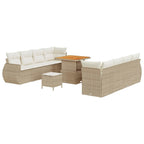 Conjunto de sofá de jardín 11 pcs Beige ratán sintético