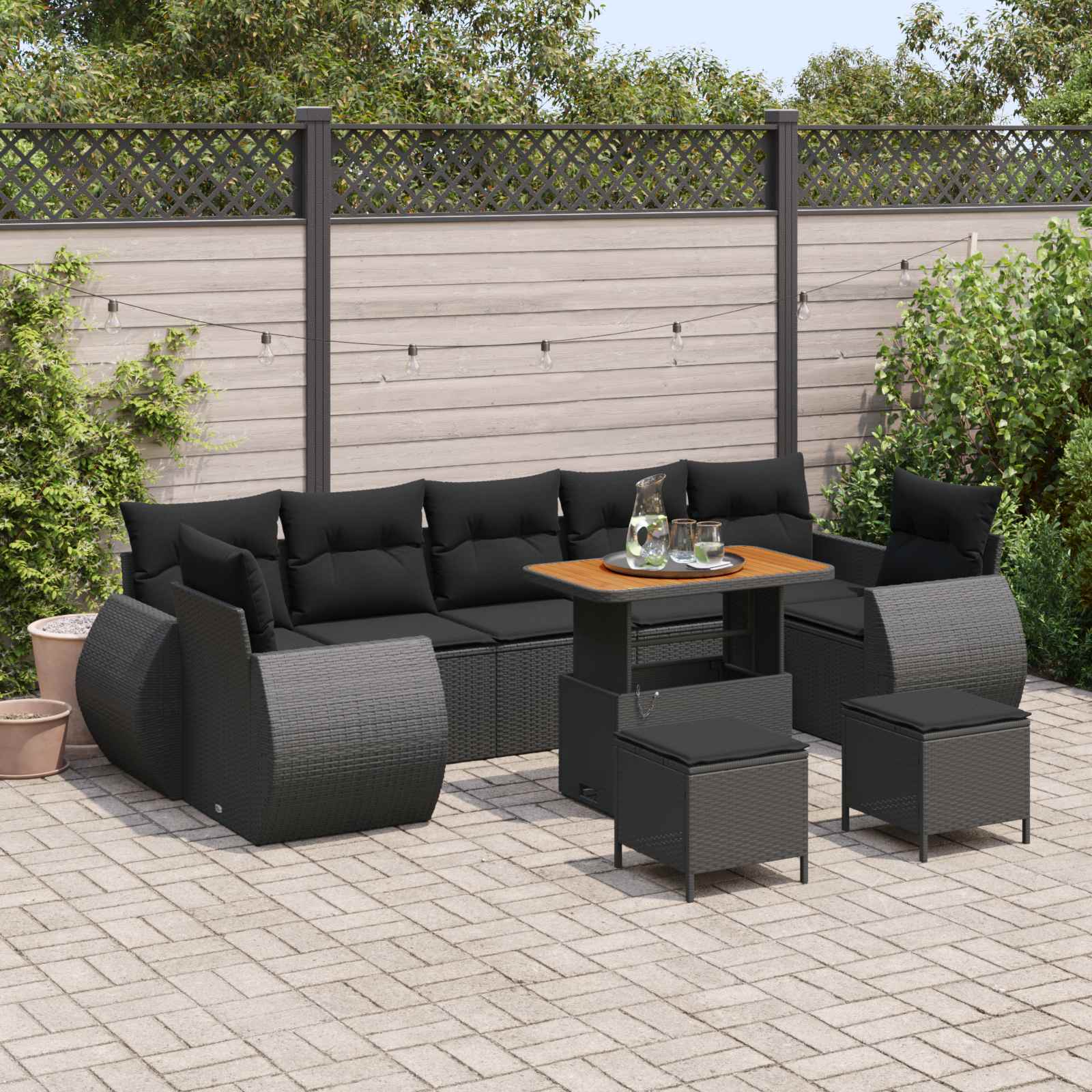 Conjunto de sofás de jardín 10 pcs Beige ratán sintético