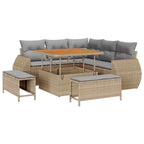 Conjunto de sofás de jardín 8 pcs Beige ratán sintético