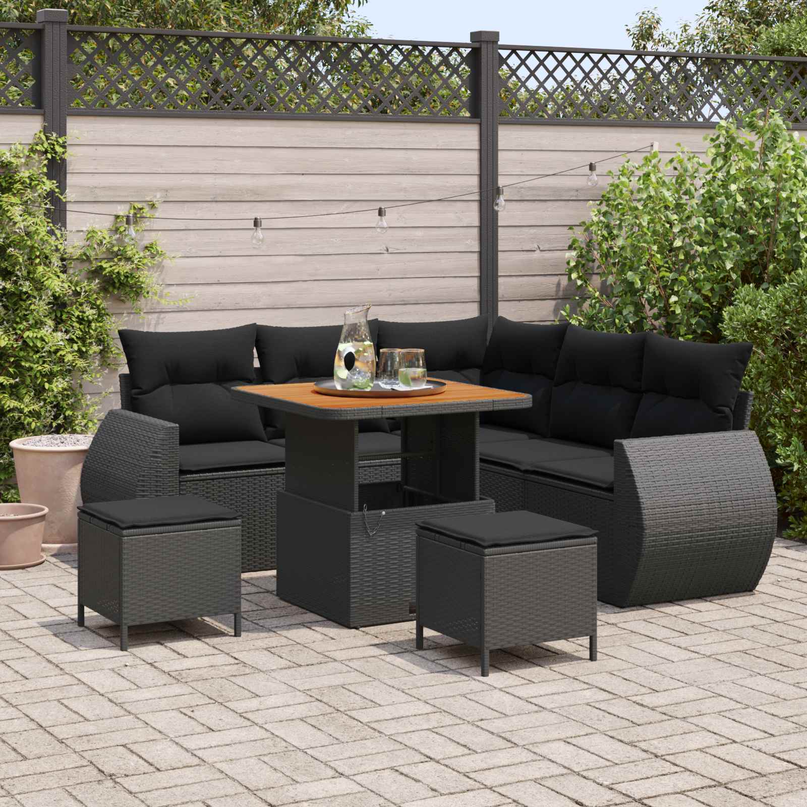 Conjunto de sofás de jardim 8 pçs Bege rotim sintético
