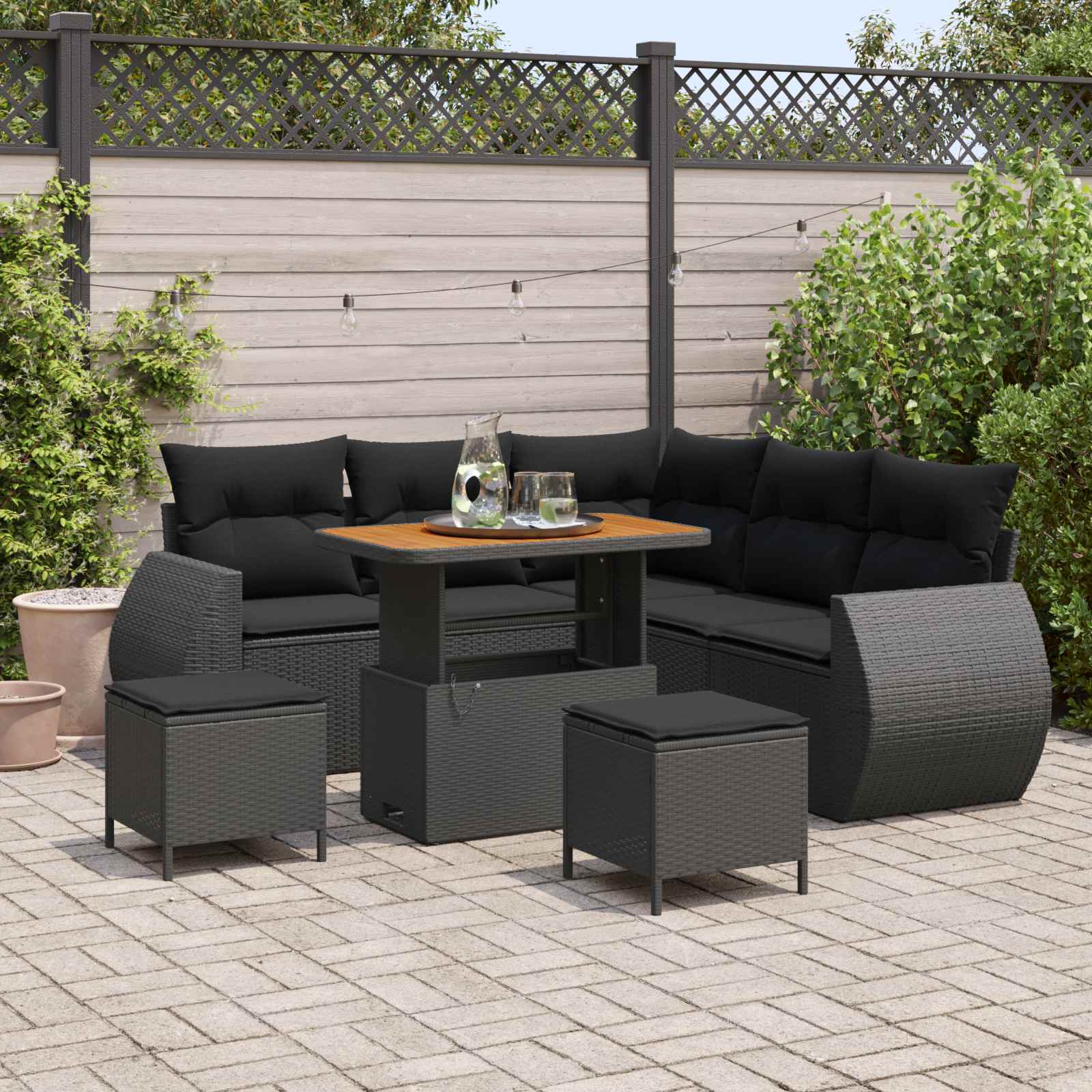 Conjunto de sofás de jardim 8 pçs Bege rotim sintético