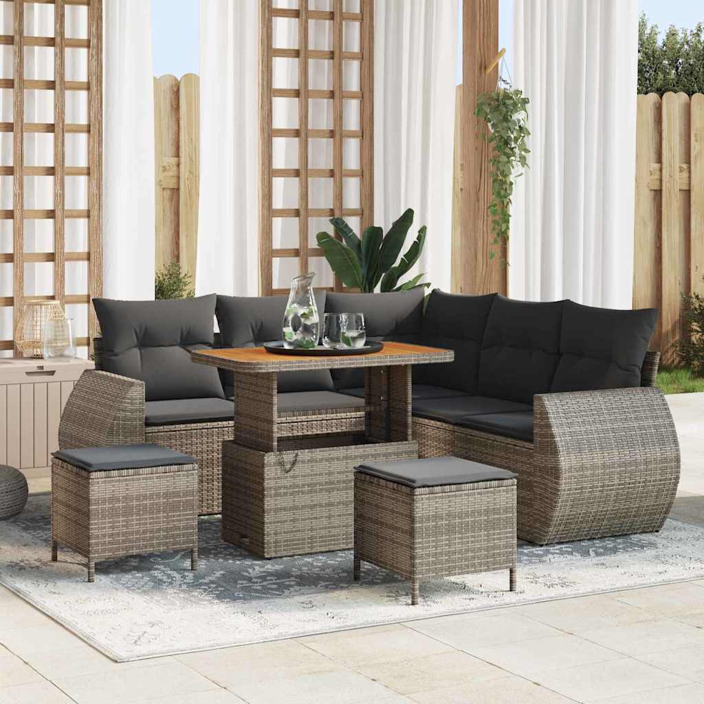 Conjunto de sofás de jardim 8 pçs Bege rotim sintético