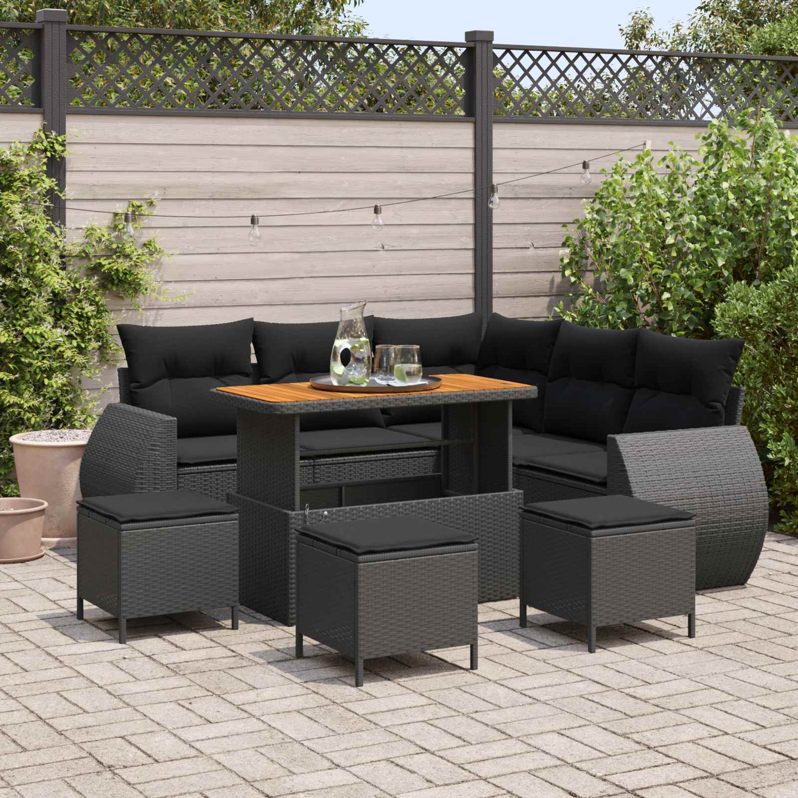 Conjunto de sofás de jardim 8 pçs Bege rotim sintético