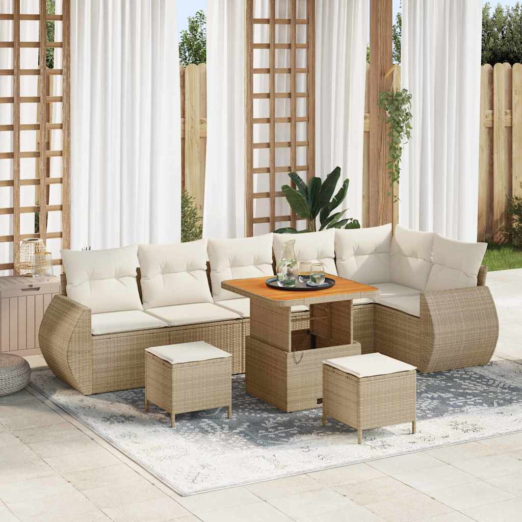 Conjunto de Sofás de Jardim 10 peças Bege vime sintético