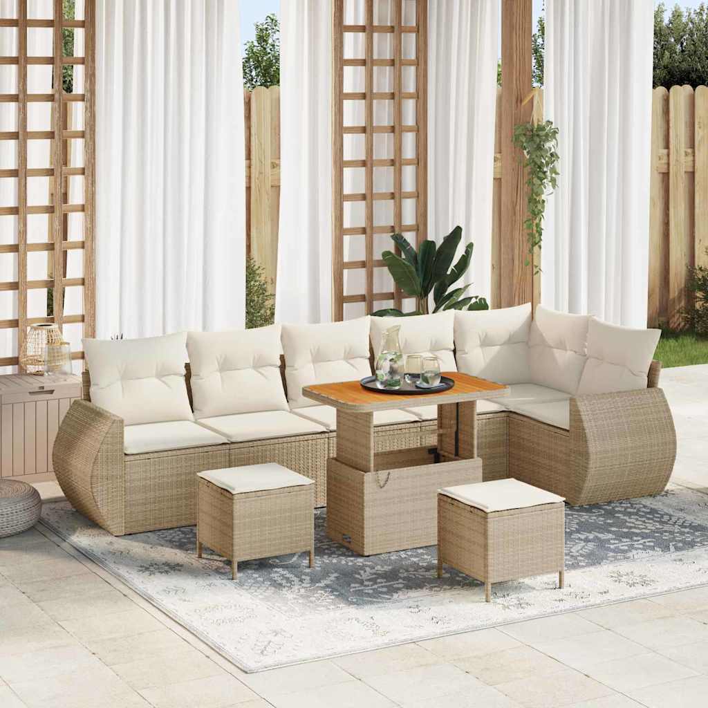 Conjunto de Sofás de Jardim 10 peças Bege vime sintético