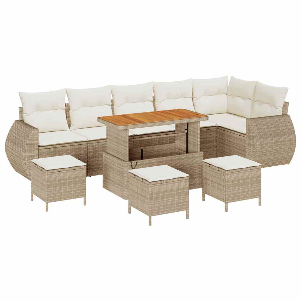 Conjunto de sofás de jardín 10 pcs Beige ratán sintético