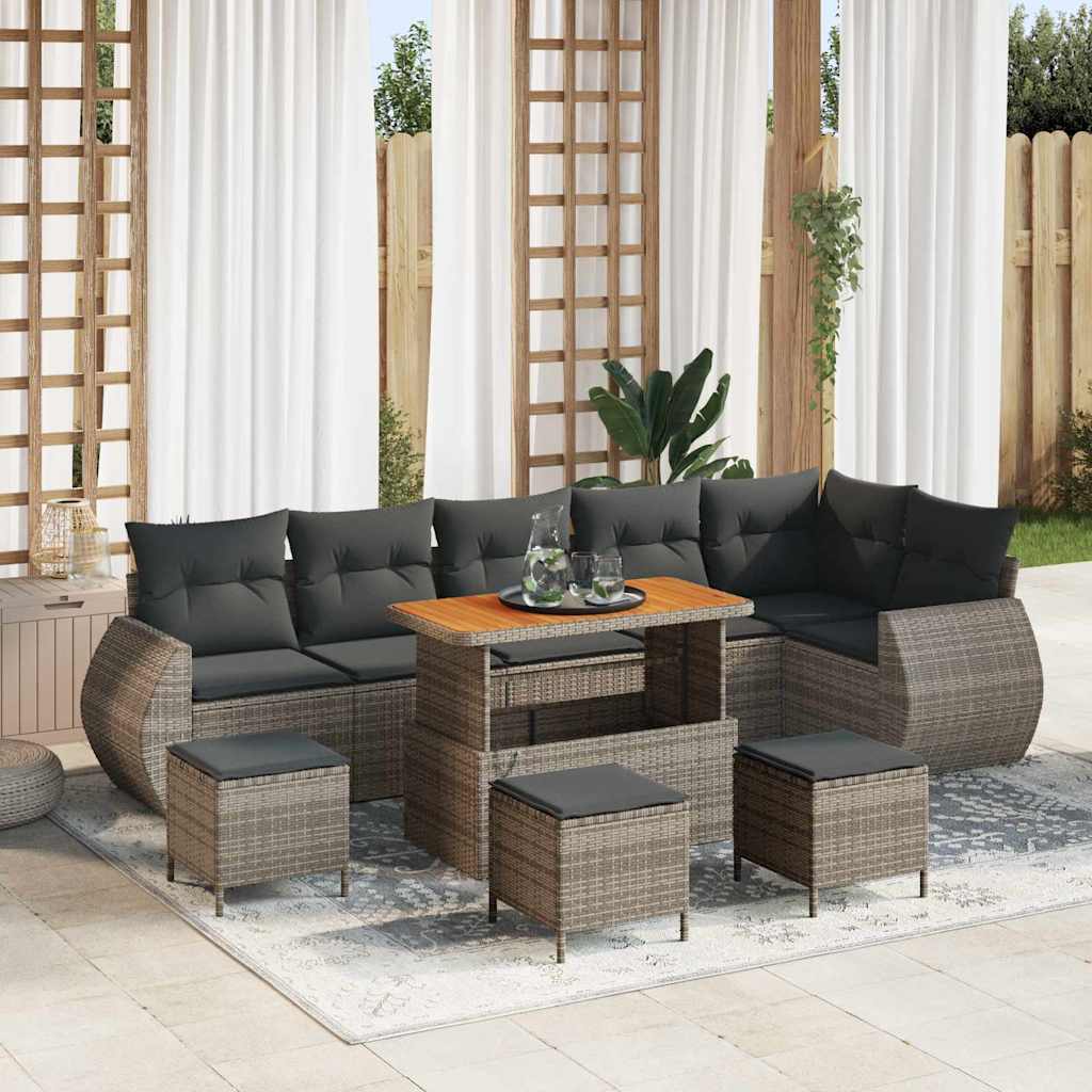 Conjunto de Sofás de Jardim 10 peças Bege vime sintético