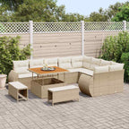 Conjunto de sofás de jardín 12 pcs Beige ratán sintético