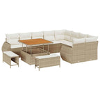 Conjunto de sofás de jardín 12 pcs Beige ratán sintético