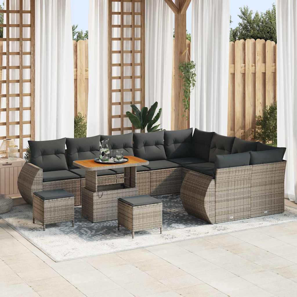Conjunto de sofás de jardín 12 pcs Beige ratán sintético