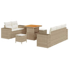 Conjunto de sofás de jardín 8 pcs Beige ratán sintético
