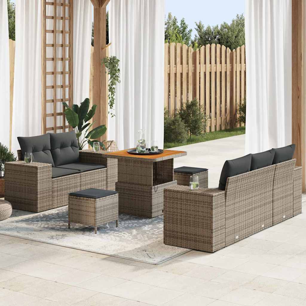 Conjunto de sofás de jardín 8 pcs Beige ratán sintético