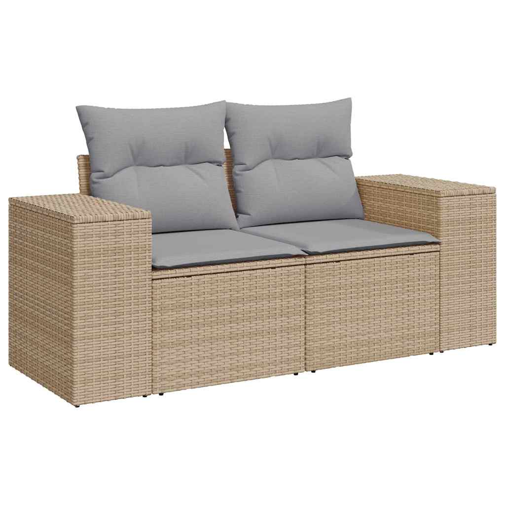 Conjunto de sofá de jardín 9 pcs Beige Poliratán