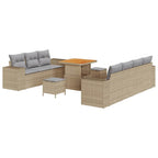 Conjunto de sofá de jardín 10 pcs Beige ratán sintético