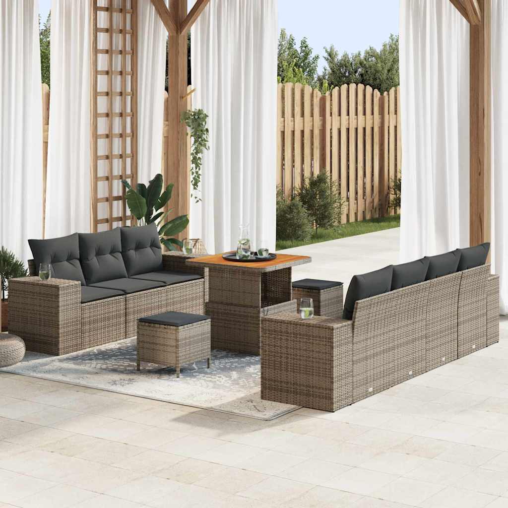 Conjunto de sofá de jardín 10 pcs Beige ratán sintético