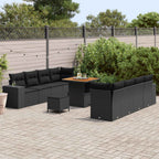 Conjunto de sofá de jardín 11 pcs Negro ratán sintético