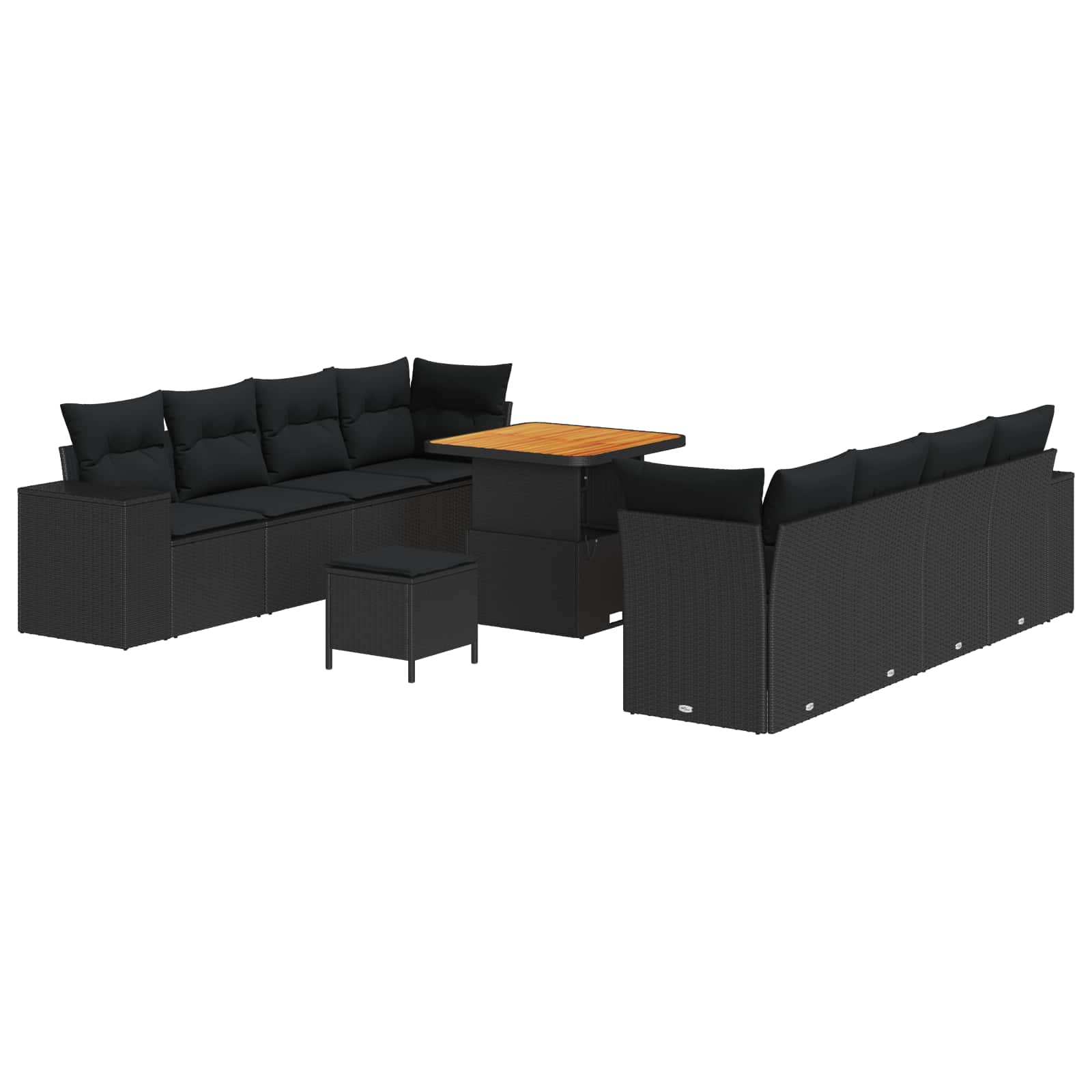 Conjunto de sofá de jardín 11 pcs Negro ratán sintético