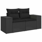 Conjunto de sofá de jardín 11 pcs Negro ratán sintético