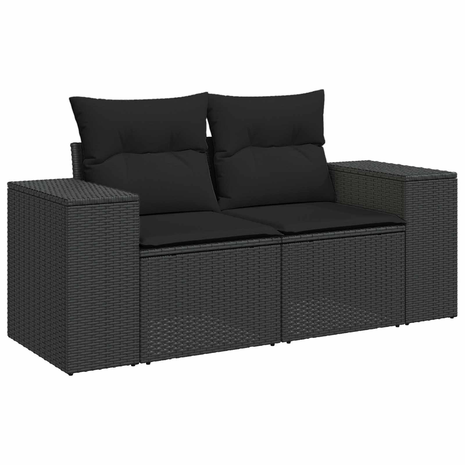 Conjunto de sofá de jardín 11 pcs Negro ratán sintético