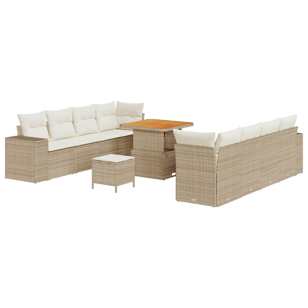 Conjunto de sofá de jardín 11 pcs Beige ratán sintético