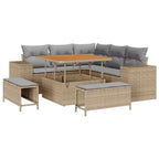 Conjunto de sofá de jardín 8 pcs Beige ratán sintético