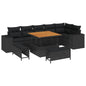 Conjunto de sofá de jardim 9 peças Preto vime sintético