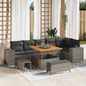 9-Piece Garden Sofa Set with Cushions Grey Poly Rattan
